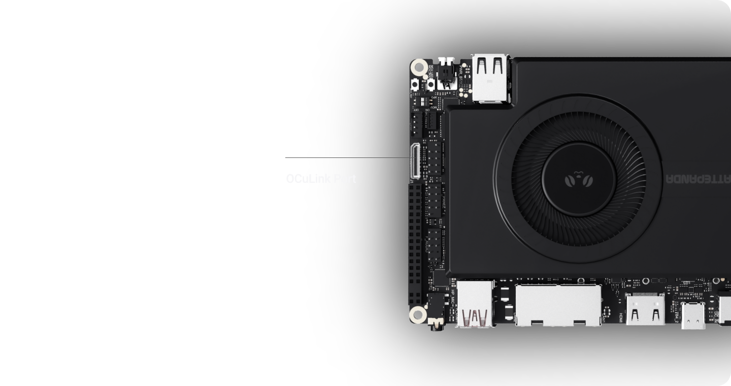 OCuLink port highlighted on the board